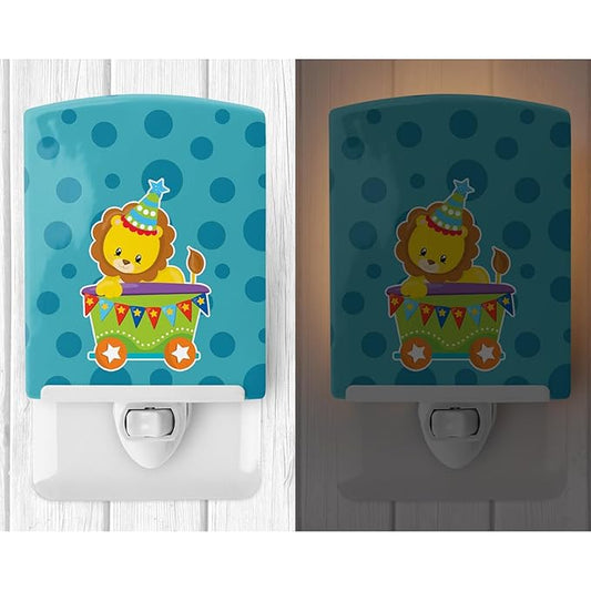 Caroline's Treasures BB8707CNL Circus Lion Train Car Ceramic Night Light Compact, UL-Certified, Ideal for Bedroom, Bathroom, Nursery, Hallway, Kitchen, 6x4x3, Multicolor