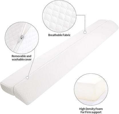 MABOZOO Pillow Wedge for Headboard Gap,Bed Gap Filler Twin Size,Foldable Bed Wedge Pillow for Headboard,White Bed Wedge Gap Filler,Foam Mattress Gap Filler,39"x6"x6"