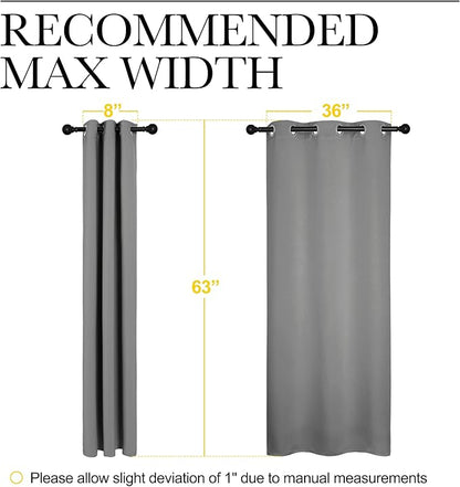 NICETOWN Silver Grey Thermal Insulated Grommet Blackout Curtains, Kids Window Drape Panel for Nursery, Privacy Short Curtains (2 Panels, W42 x L63 -Inch)