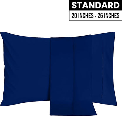 Utopia Bedding Standard Pillow Cases - 2 Pack - Envelope Closure - Soft Brushed Microfiber Fabric - Shrinkage and Fade Resistant Pillow Covers 20 X 26 Inches (Standard, Royal Blue)