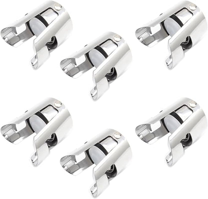 Uenhoy 6 Pack Champagne Stoppers Stainless Steel Wine Bottle Stopper with Food Grade Silicone, Bottle Plug Sealer, Reusable Champagne Cork, Bubble Retaining Saver for Champagne Prosecco Cava