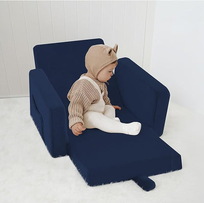 MeMoreCool Folding Toddler Chair, Cmofy Plush Fold Out Kids Couch Sofa, Convertible Kid Sofa Bed, Flip Out Baby Recliner for Toddlers 1-3 Girls Boys