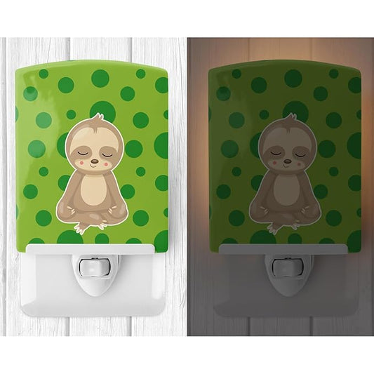 Caroline's Treasures BB9034CNL Sloth Yoga Ceramic Night Light Compact, UL-Certified, Ideal for Bedroom, Bathroom, Nursery, Hallway, Kitchen, 6x4x3, Multicolor