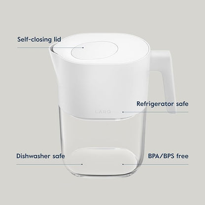 LARQ 8-Cup Water Filter Pitcher for Tap and Drinking Water | Reduces PFAS, Lead, Chlorine, and More | Tested to NSF Standards | BPA/BPS Free | 1-Year Warranty, Granite White