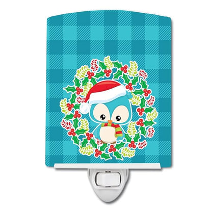 Caroline's Treasures BB9172CNL Christmas Owl Ceramic Night Light Compact, UL-Certified, Ideal for Bedroom, Bathroom, Nursery, Hallway, Kitchen, 6x4x3, Multicolor