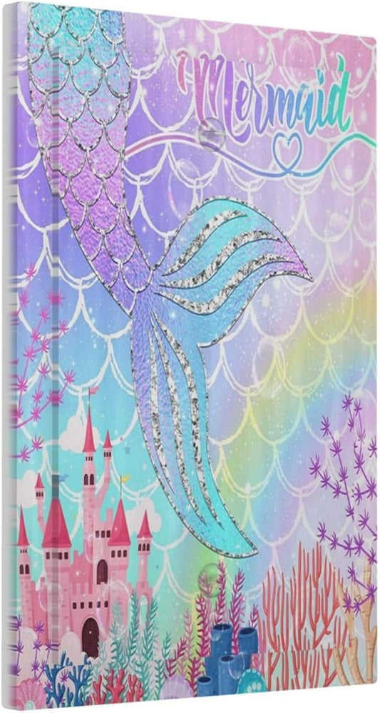 Silvery Glitter Cute Mermaid Tail Fantasy Castle 1 Gang Light Switch Covers No Device Wall Plate Decorative Blank Switchplate Electrical Faceplate for Kidroom Nursery Girlroom Bedroom Decor
