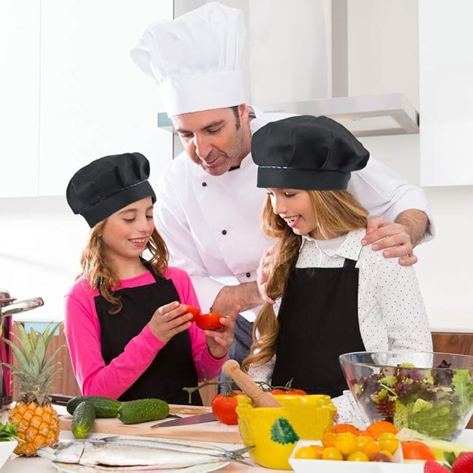 SUNLAND Kids Apron and Hat Set Children Chef Apron for Cooking Baking Painting