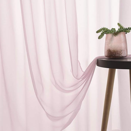 Baby Pink Sheer Pink Voile Curtains Short Translucent Solid Color 45 Inch Length Rod Pocket Baby Pink Sheers 45 Inches Long for Small Windows Bedroom Living Room Kitchen 2 Panels 52x45
