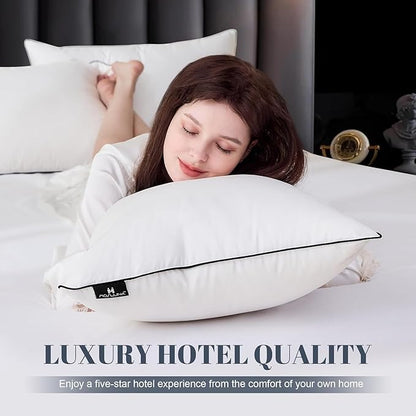 Soft Goose Down Pillows for Sleeping, 1 Pack Thin Hotel Feather Down Pillow with Airyfil™ Fillings, Flat Bed Pillow for Back, Stomach, Side Sleepers (King Size, 20×36 in.)