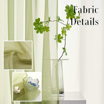 Sage Green Sheer Curtains 63 Inch Length 2 Panels Sage Green Sheer Curtains Rod Pocket for Bedroom Living Room 52x63