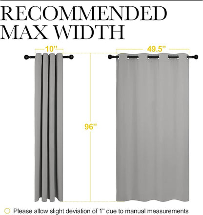 NICETOWN Silver Grey Room Darkening Curtain Panels 96" Long for RV, Play Room, Studio, Heat Block Out and Keep Warm Drapes Window Treatment Drapes for Doorway Entryway Patio (55" Width, 2 Panels)