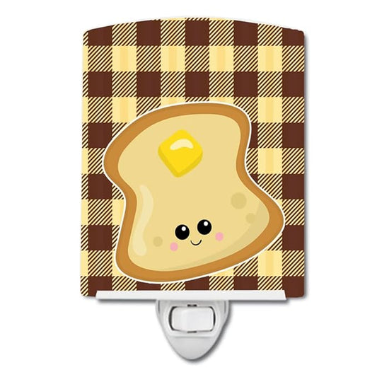 Caroline's Treasures BB7041CNL Buttered Toast Face Ceramic Night Light Compact, UL-Certified, Ideal for Bedroom, Bathroom, Nursery, Hallway, Kitchen, 6x4x3, Multicolor