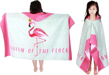 Kids Hooded Beach Bath Towel, Baby Surf Poncho Toddlers Soft Real Cotton Wrap Hooded Towels for Kids Boy Girl