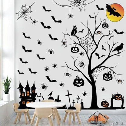 Halloween Wall Decals Tall Halloween Home Wall Decal Bats Home Decor Removable DIY Wall Art for Halloween Window Decals Party Supplies.