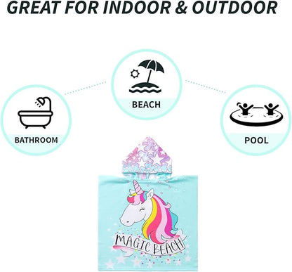 NovForth Kids Beach Towel for Boys Girls, Hooded Bath Towel Wrap, Toddler Pool Towel with Hood