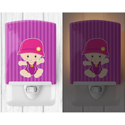 Caroline's Treasures BB8655CNL Beach Baby Girl Jolee Ceramic Night Light Compact, UL-Certified, Ideal for Bedroom, Bathroom, Nursery, Hallway, Kitchen, 6x4x3, Multicolor