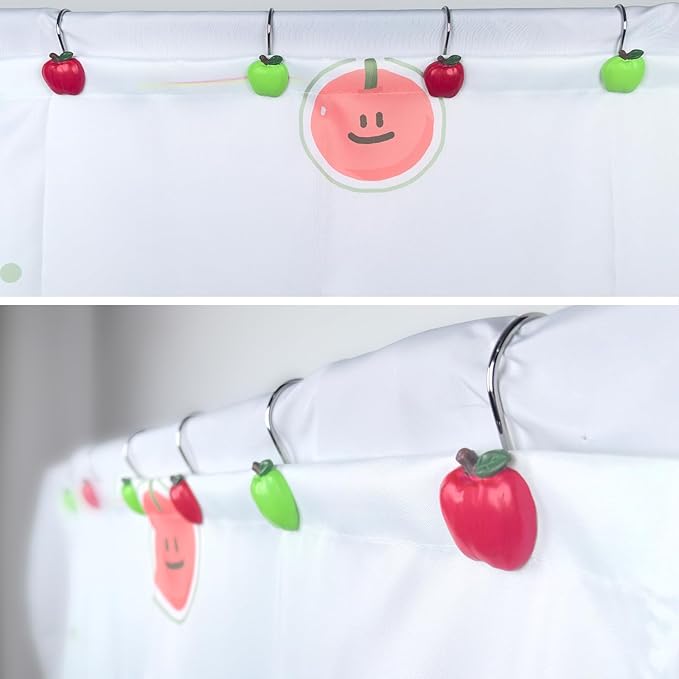 Shower Curtain Hooks, Resin Hooks, Bathroom Shower Rod Decoration Set, 12 Pieces