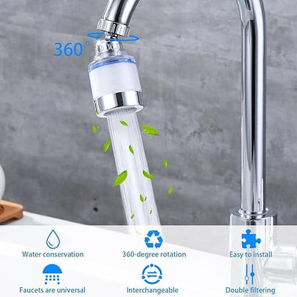 Silver Kitchen Sink Faucet Filter | Rotating Sink Faucet Water Purifier | Bathroom Sink Water Filter Faucet, 360-degree Rotation Multipurpose Water Filtering Device for Water Filtration and Softeners