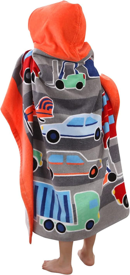 Wowelife Hooded Towels for Kids, Kids Beach Towels for Toddlers, Car Poncho Towel Wrap for Boys, 100% Cotton Kids Towel, Swimming Towels for Kids, Hooded Beach Towel