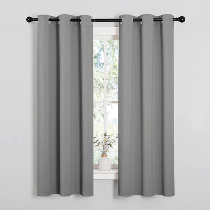 NICETOWN Silver Grey Blackout Curtain Panels for Bedroom, Thermal Insulated Grommet Top Blackout Draperies and Drapes (2 Panels, W34 x L63 inches)
