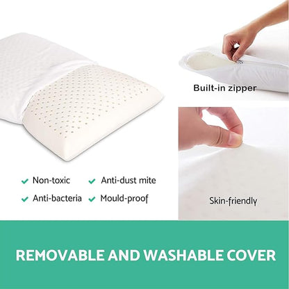 Latex Pillow, 100% Talalay Natural Latex Pillow, Soft Sleeping Bed Pillows with Cotton Cover, Standard Size, Perfect for side/back pain, stomach, neck, stress relief