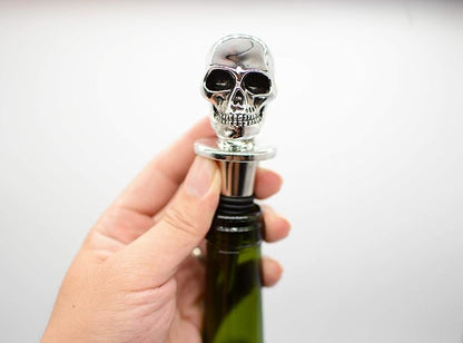 Silver Skull Bottle Wine Stoppers，Perfect Skull Theme Souvenirs Gifts for Men, Women