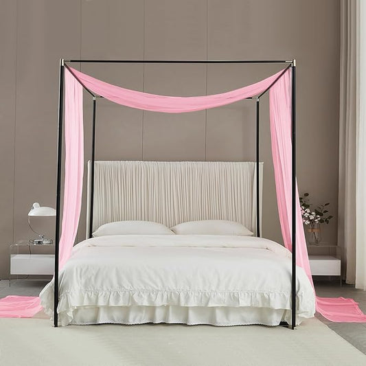 Akiky Bed Canopy for Girls Pink Sheer Canopy Bed Curtains Sheer Scarf Valance 1 Canopy Panel King Size Bed Scarf Drapes décor
