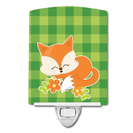 Caroline's Treasures BB8714CNL Foxie Fox Ceramic Night Light Compact, UL-Certified, Ideal for Bedroom, Bathroom, Nursery, Hallway, Kitchen, 6x4x3, Multicolor