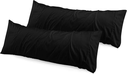Utopia Bedding Body Pillow Cases - 2 Pack - Envelope Closure - Soft Brushed Microfiber Fabric - Shrinkage and Fade Resistant Pillow Covers 21 X 54 Inches (Body, Black)