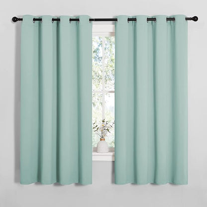 NICETOWN Bedroom Curtain Panels Blackout Draperies, Thermal Insulated Solid Grommet Blackout Curtains/Drapes (Aqua, One Pair, 55 by 68-inch)