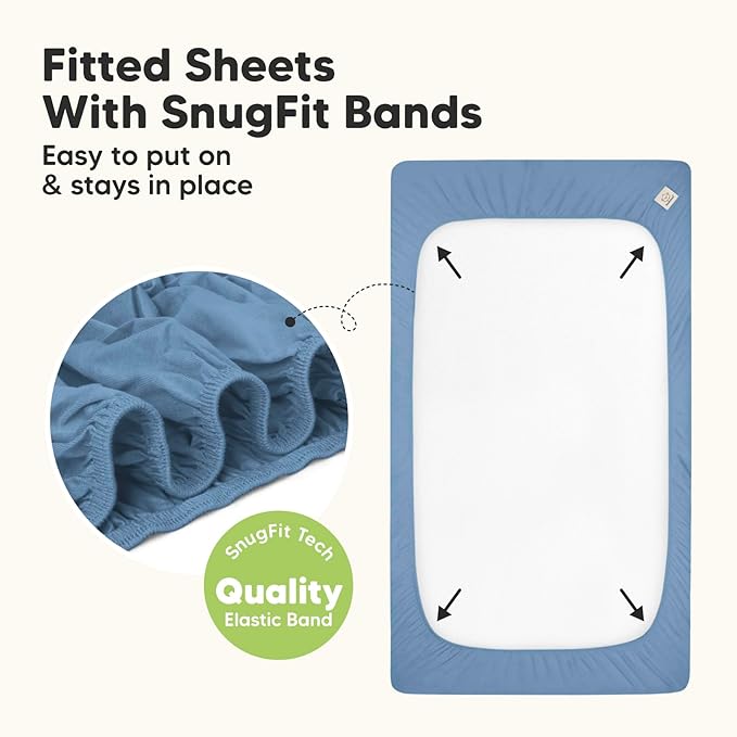 2-Pack Waterproof Crib Sheets for Boys, Girls - Viscose Derived from Bamboo Crib Sheets Neutral, Crib Mattress Protector Sheet, Soft Toddler Bed Sheets, Fitted Baby Crib Sheets Girl, Boy (Slate)