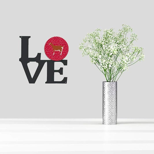Caroline's Treasures CK5308WALV Toggenburger Goat Love Metal Wall Artwork LOVE, Red Indoor Outdoor Art Decor Patio, Bathroom, Kitchen Colorful Aluminum and Black Steel Sculpture