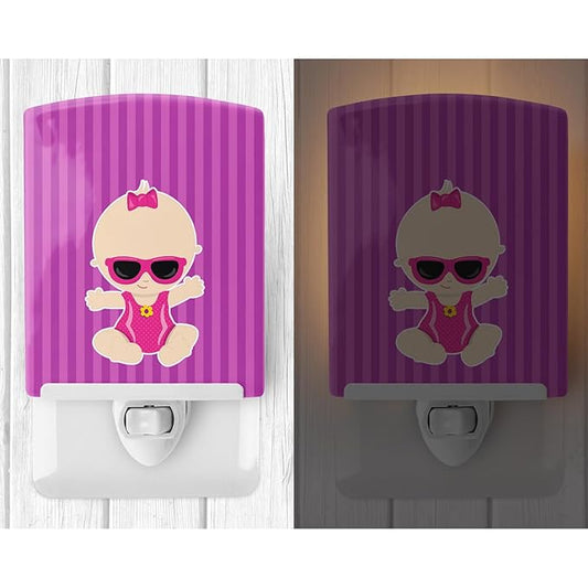 Caroline's Treasures BB8656CNL Beach Baby Girl Sunglasses Sarah Ceramic Night Light Compact, UL-Certified, Ideal for Bedroom, Bathroom, Nursery, Hallway, Kitchen, 6x4x3, Multicolor
