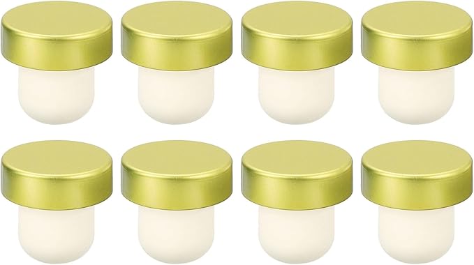 uxcell 8Pcs T-shaped Stoppers, 0.79inch Dia Cork Wine Stopper Reusable Wine Bottle Corks Sealing Plug for Wine Beer Beverage Bottle Crafts, Gold