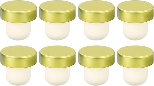 uxcell 8Pcs T-shaped Stoppers, 0.79inch Dia Cork Wine Stopper Reusable Wine Bottle Corks Sealing Plug for Wine Beer Beverage Bottle Crafts, Gold