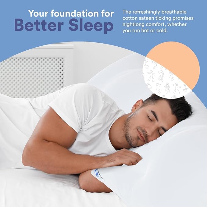 Continental Bedding Medium King Set of 2 100% White Down Pillows 30 Ounce 550FP Hotel Down Pillows for Supporting Back Side and Stomach Sleepers