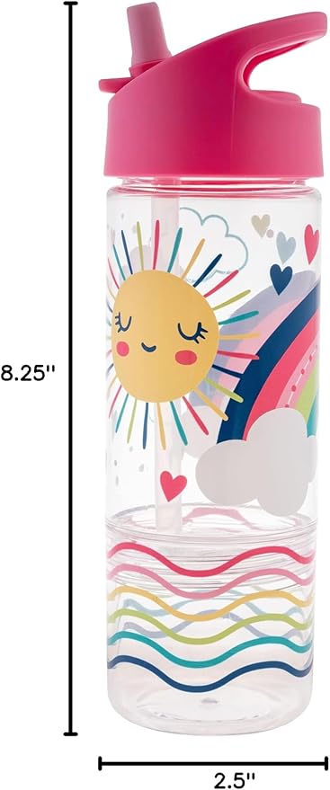 Stephen Joseph, Kids Sip and Snack Water Bottle, 12 oz Tritan BPA Free, Drink and Snack Water Bottle for Girls & Boys, Back to School Water Bottle, Rainbow