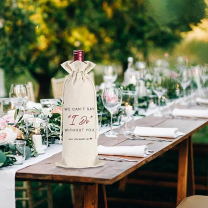YAANUNULU Wedding Gifts for Officiant, Wedding Officiant Wine Bag for Wedding Day, Best Officiant Ever, Drawstring Burlap Wine Bag, Pastor Gift, Ordained Minister, Will You Marry Us