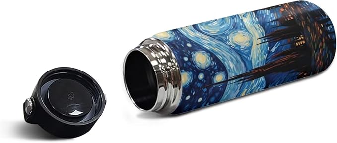 Starry Night Insulated Water Bottle for Hot Drink Wide Mouth Water Jug for Fitness, Gym and Outdoor Sports, Leak-proof,20 Oz