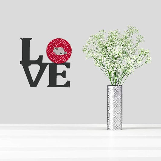Caroline's Treasures CK5423WALV Mosaic Chinchilla Love Metal Wall Artwork LOVE, Red Indoor Outdoor Art Decor Patio, Bathroom, Kitchen Colorful Aluminum and Black Steel Sculpture
