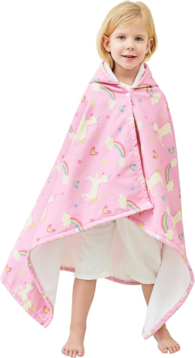 Kids Bath Hooded Towels, Kids Beach Towel for Boys Girls Super Soft and Absorbent, Beach | Pool | Bath | Swim Towels for Baby Kids Ages 0-8, 30X50 in, Unicorn