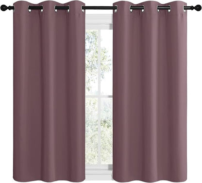 NICETOWN Dry Rose Room Darkening Curtains for Kitchen, Set of 2, 42 inches Wide by 48 inches Long, Window Treatment Thermal Insulated Solid Grommet Room Darkening Curtains/Drapes for Bedroom
