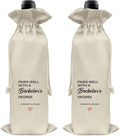 HOIJAUMAI Masters Degree Graduation Gifts Masters Graduation Gift Graduation Wine Bag Pairs Well with a Bachelor's Degree Wine Gift Bags for Women Men