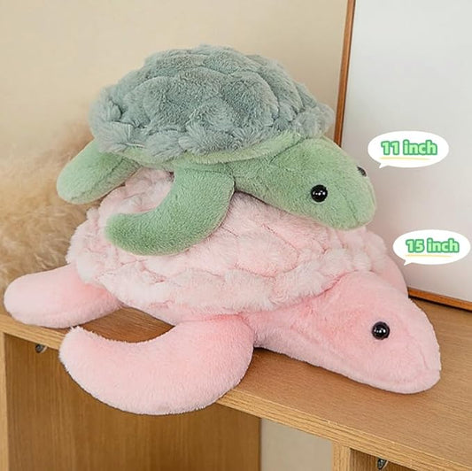 Soft Sea Turtle Plush Toy, Cute Turtle Stuffed Animals, Small Turtle Plush, Tortoise Plushies Pillow Gifts for Kids Adults (Pink 15 in)