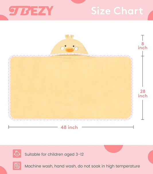 Hooded Towel for Kids 100% Cotton Ultra Soft with Unique Animal Design Large for Infants 3-10 Years (Chick)