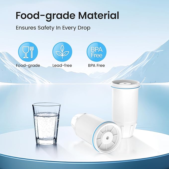 Upgraded Water Filter Replacement for Zero Pitchers and Dispenser ZR-001 ZR-004 ZP-006 ZR-017, Multi-Stage Filter System Reduce Lead, Chromium, PFOA/PFOS Contaminants and TDS,2 pack