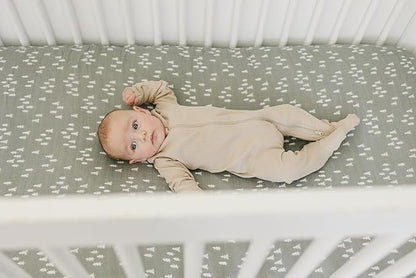 Pines Muslin Crib Sheet by Mebie Baby, Soft and Breathable Bed Sheets for Babies, Modern Neutral Bedding for Cribs, Standard Crib Mattress Fitted Sheet, Great for Boy or Girl Room or Nursery