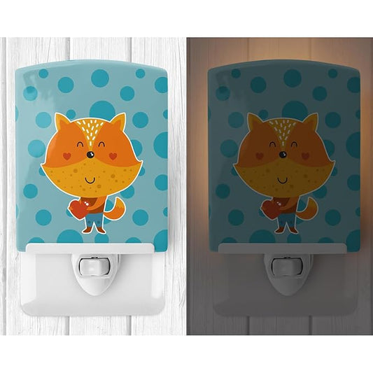 Caroline's Treasures BB6729CNL Polkadot Squirrel Ceramic Night Light Compact, UL-Certified, Ideal for Bedroom, Bathroom, Nursery, Hallway, Kitchen, 6x4x3, Multicolor