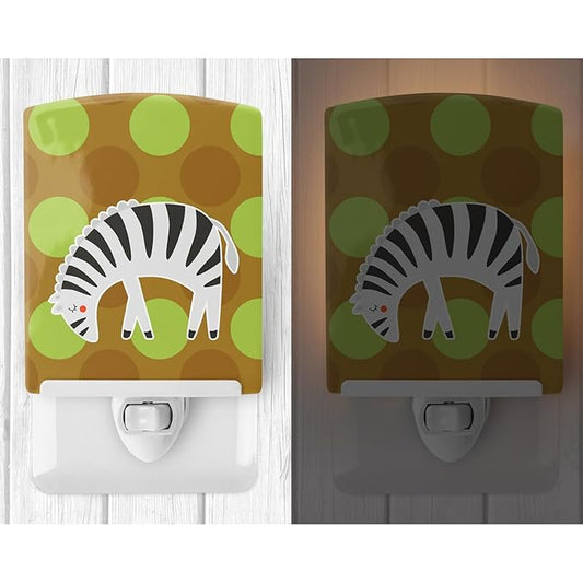 Caroline's Treasures BB6787CNL Zebra Ceramic Night Light Compact, UL-Certified, Ideal for Bedroom, Bathroom, Nursery, Hallway, Kitchen, 6x4x3, Multicolor