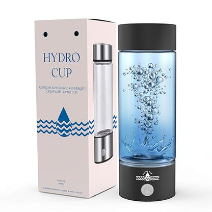 Hydrogen Water Bottle 2024, Hydrogen Water Bottle Generator with SPE PEM Technology Water Ionizer, Three Minute Rapid Electrolysis (Black)